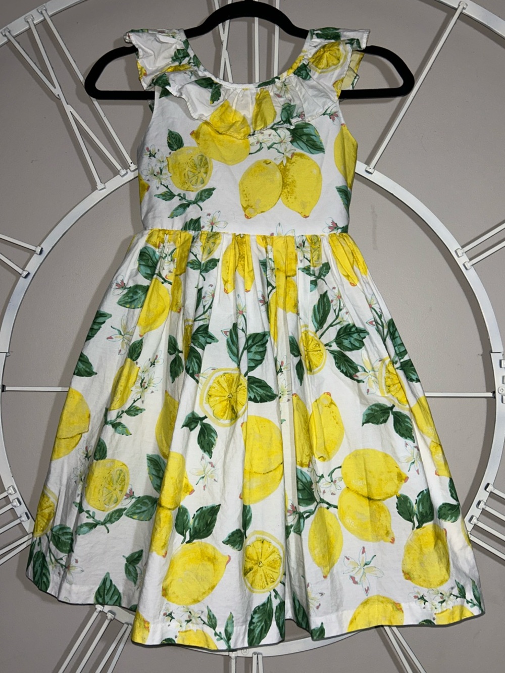Bonnie Jean Ruffle Lemon-Print White, Yellow and White  Dress